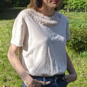 Vintage Crochet Detail Sweater Top